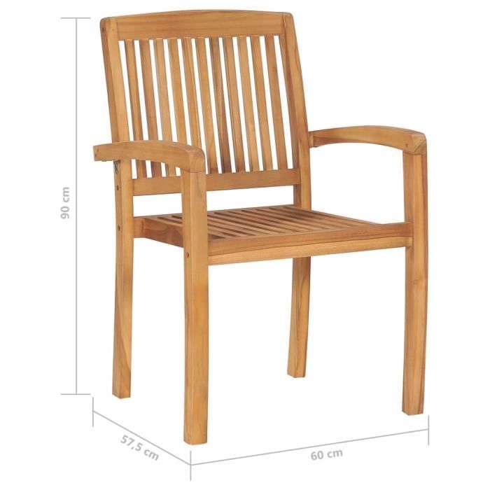 VidaXL Chaises de jardin empilables avec coussins 8 pcs Teck solide