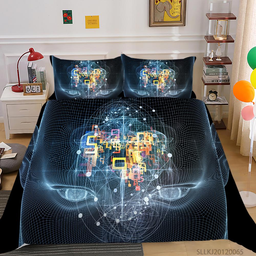 Set da letto di lusso Nuova trapunta Stampa figura 3D Camera da letto familiare Matrimoniale Copripiumino e federa Microfibra