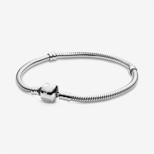 Pan-Stijl Europees-Amerikaanse Mode Slang Armband 925 Sterling Zilver Slangengraat Armband Eenvoudige Basis Ketting Dames Sieraden 21cm white