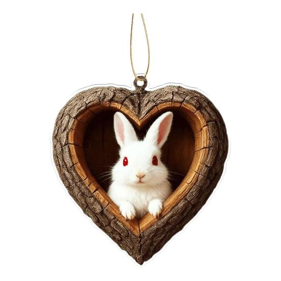 Heart-Shaped Animal Christmas Ornament 2D Flat Acrylic Forest Animal Decoration Woodland Pendant for Xmas Tree Decor Animals Lovers Gift