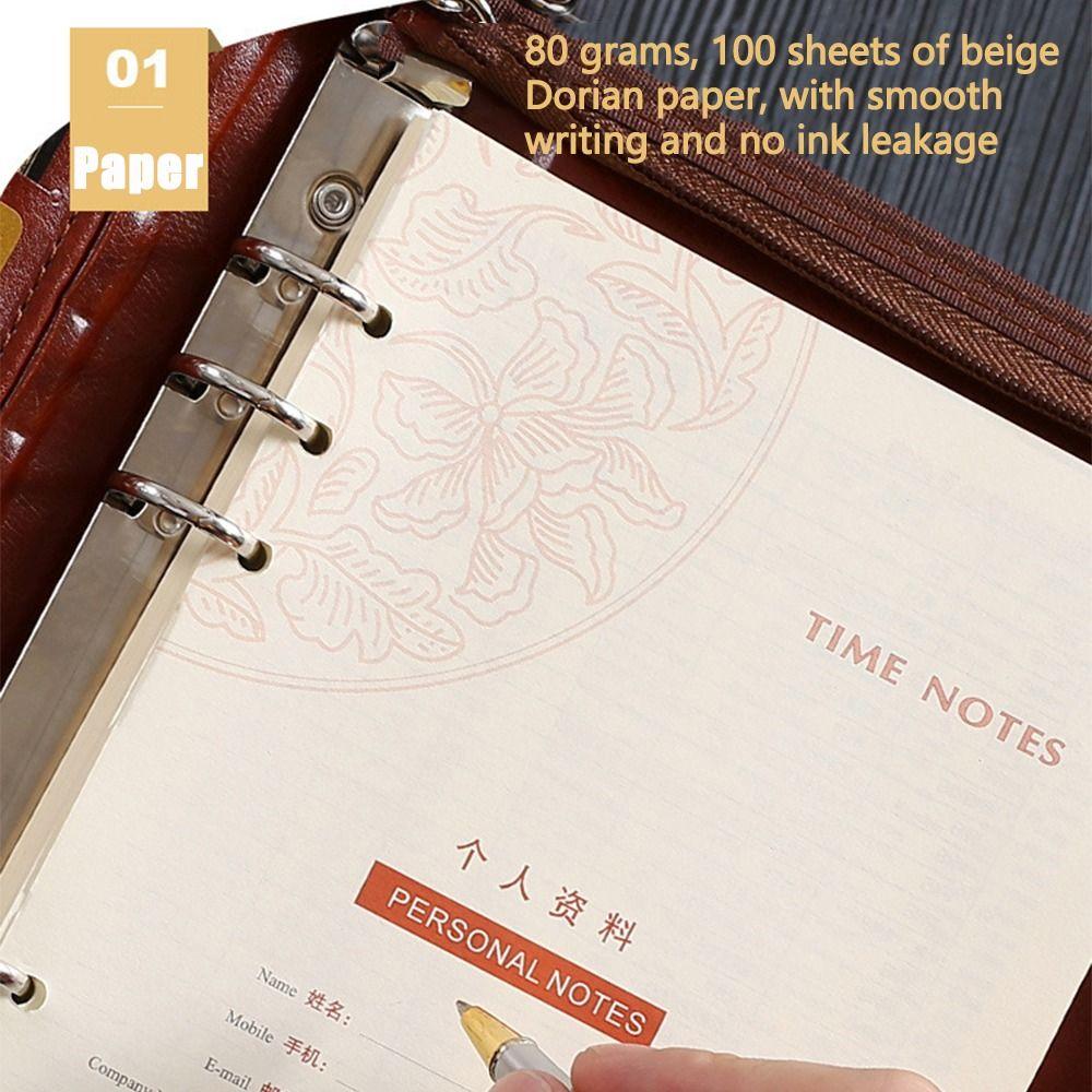 PU Leather Portfolio Binder 6-Ring Business Notebook Memo Book File Folder  Conference Use