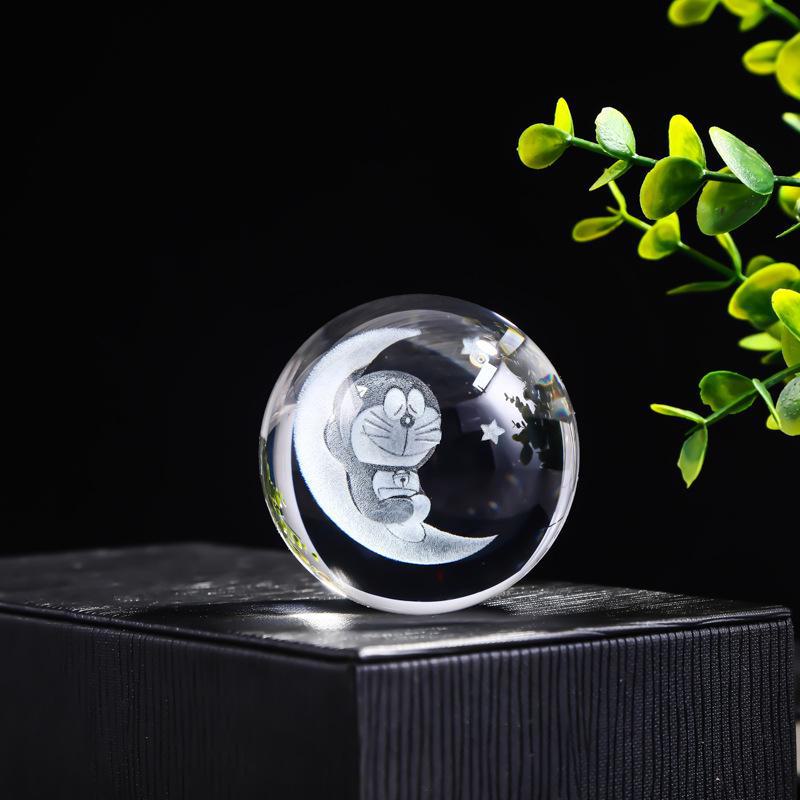 "40 Crystal Ball Ornaments: Rainy Day Clouds, Sun, Galaxy Design - Laser Engraved Cube for Home Decor and Gifts"