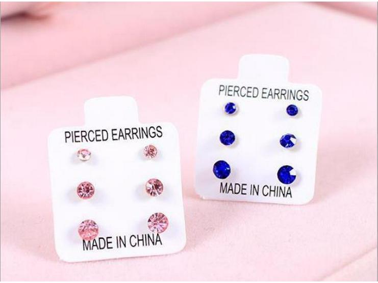 Three-Pair Set of Hypoallergenic Stud Earrings In Multi-Color, Simple Japanese & Korean Style, Suitable for Students and Unisex Wear
