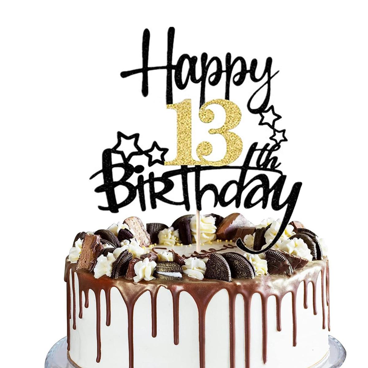 

2PCS Gold Black Happy15th Birthday Cake Topper for Birthday Cake Decorations for Anniversary Party Decorations Supplies