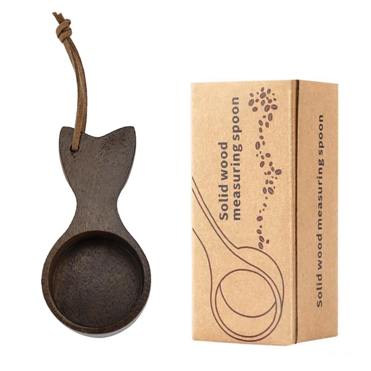 

Дерев яна мірна ложка для кави, міцна ложка для кави з чорного горіха для кавових зерен, меленої кави та використання на кухні чорний