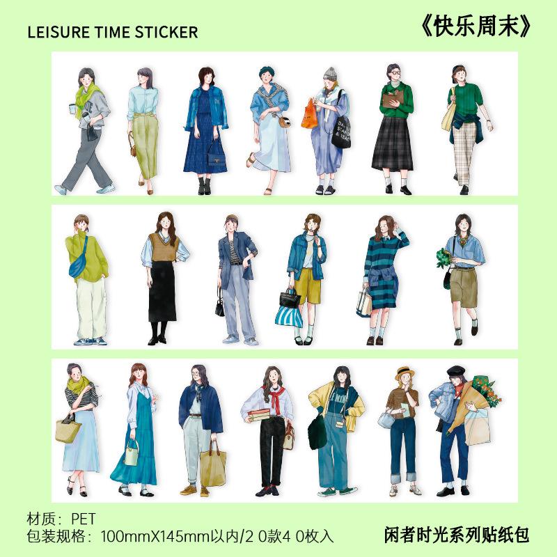 

40 pcs Fashion girl Stickers aesthetic Decorative DIY Stick Labels Diary Album hand made Journal notebook Scrapbooking material