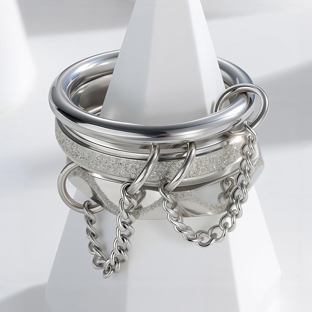 

Набор колец-цепочек из нержавеющей стали для женщин и мужчин, минималистичный, 3 шт., золотистого цвета, матовое кольцо Spinelli Kilcollin ручной работы с цирконом 10