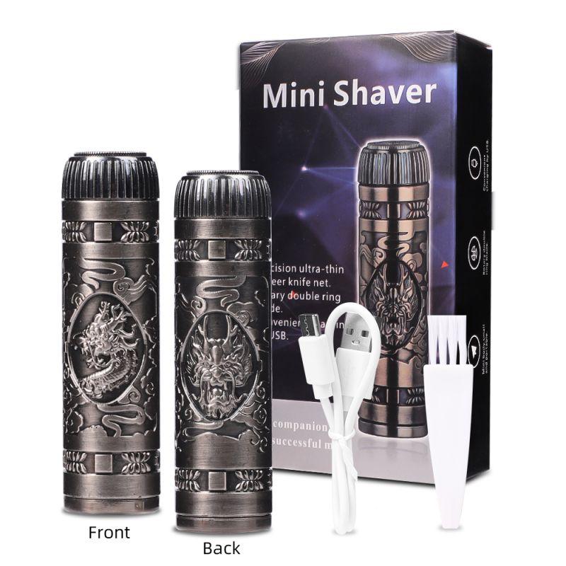 Electric Beard Shaver USB Charging Portable Hair Trimmer Clippers Professional Barber Accessories Waterproof Men's Razors Machine  Dragon Pattern