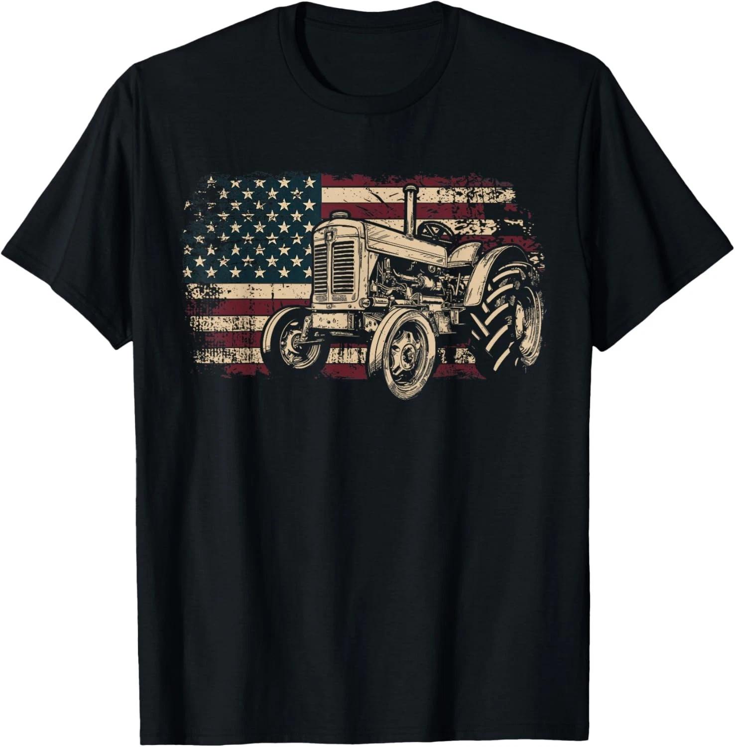 

Farm Tractor Proud Farmer Patriotic American Flag Tractor Gift Unisex T-Shirt S