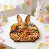 Deli Tray Rustic Rabbit Shape Serving Board with Multiple Compartments Natural Wood Smooth Surface Meat Fruit Nuts Snacks Organizer