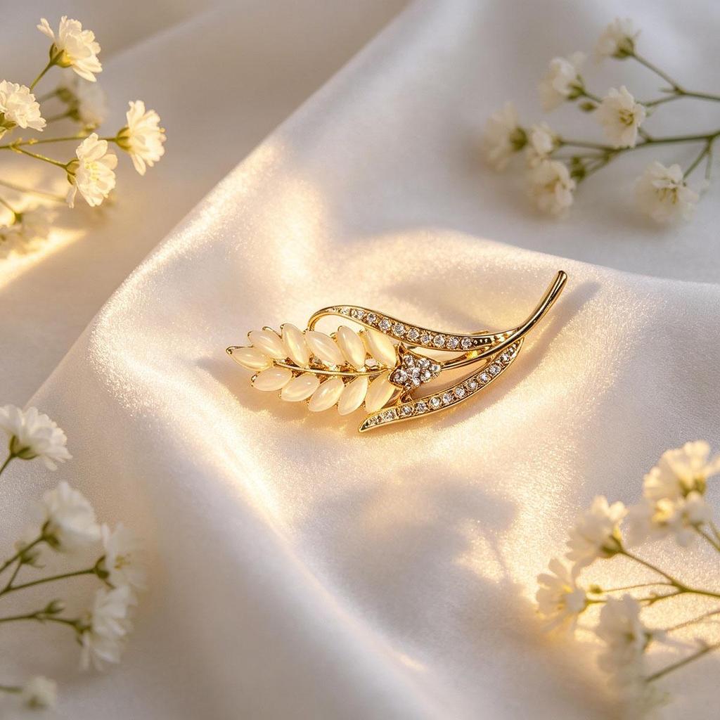 High-End Wheat Brooch for Women Exquisite Elegant Temperament Metal Daily Pin Clothes Accessory Niche Design Corsage