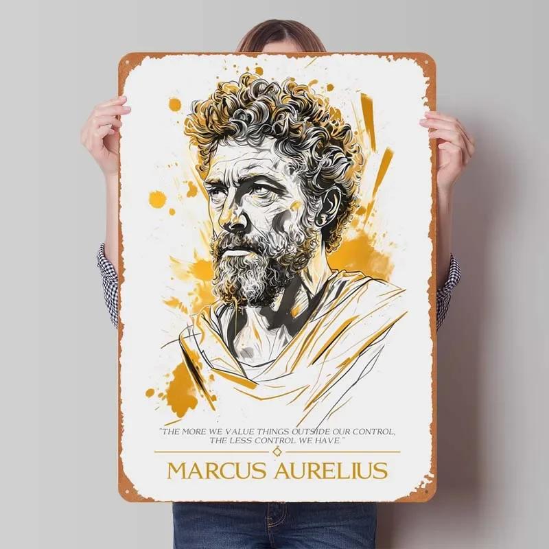 Mark Aurel Stoiker Zitat Schild Inspirierende Poster Dekoration für Heimdeko Artikel Metall Blechschilder für Wandkunst Dekoration