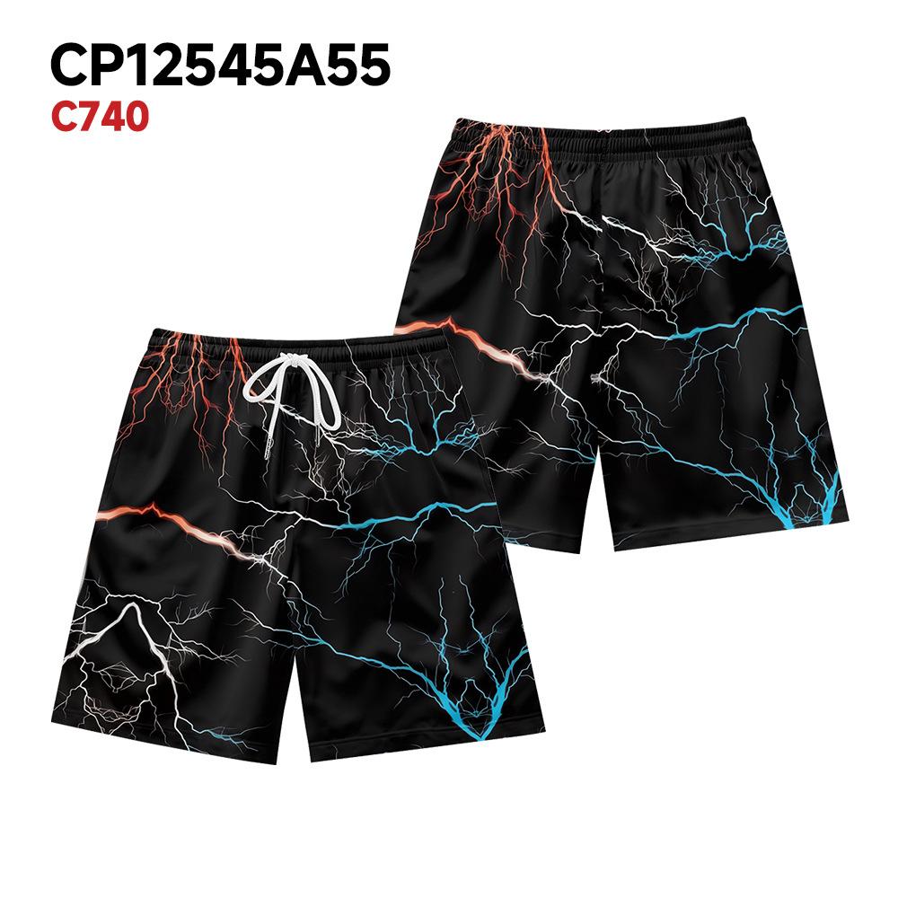 European And American Dark Natural Lightning Element Men'S Casual Shorts Beach Pants