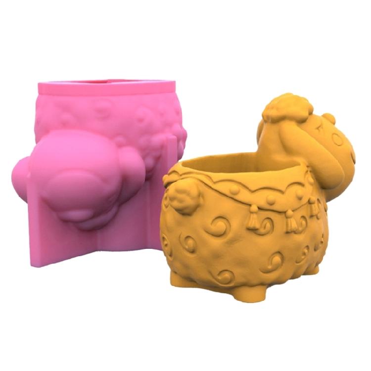 Epoxy Sheep Mold Succulent Flower Pot Silicone Mold Mirror Resin Storage Mold