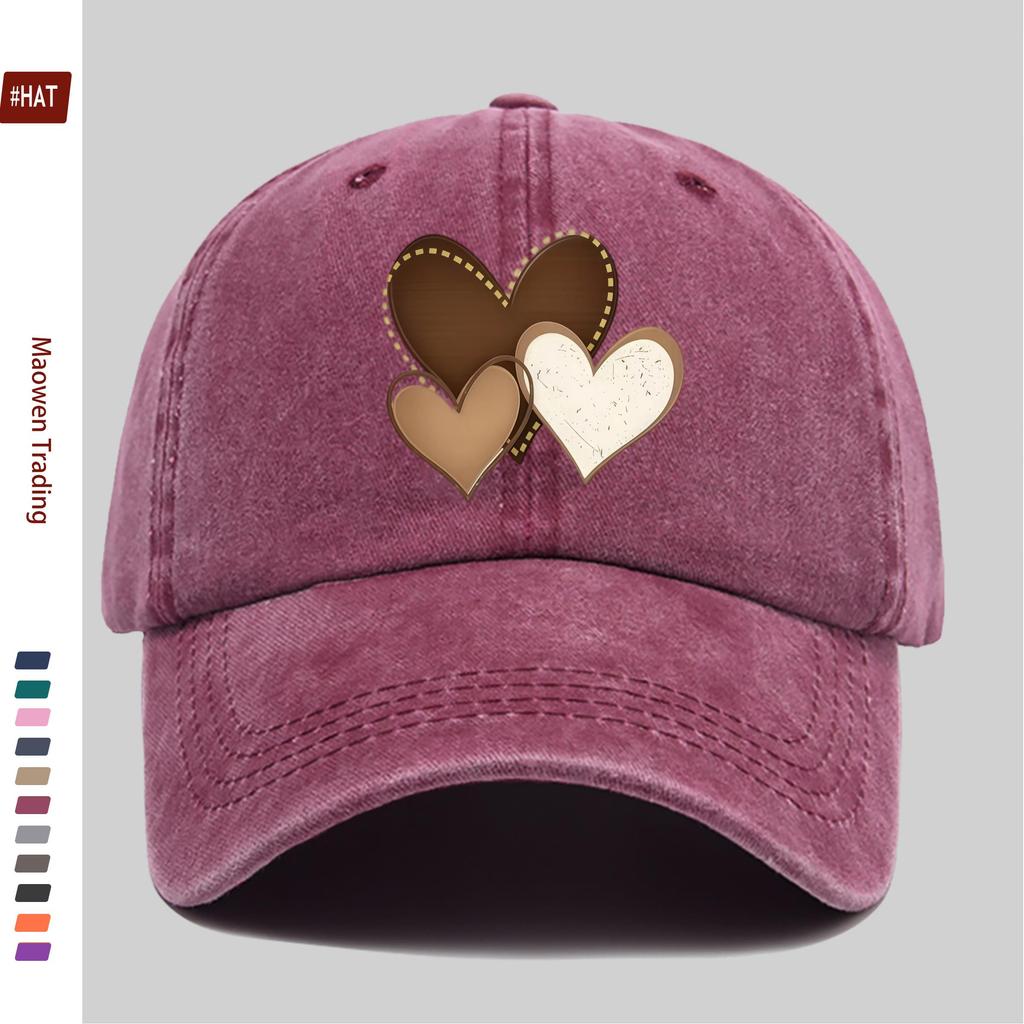 pc Multicolor Heart Print Baseball Cap Fashion Casual Printed Design Golf Hat Home Leisure Decor Hat Comfortable Lightweight