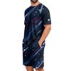 Conjunto de Pijama de Manga Corta para Hombre Ligero Transpirable Ropa de Dormir Top y Pantalones Cortos Cómodo Atuendo de Verano para Estar en Casa