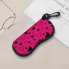 Pink Black Heart Pattern Soft Fabric Sunglasses Case,Portable Anti Scratch Eyewear Protective Pouch,Lightweight Travel Spectacle Holder Gift