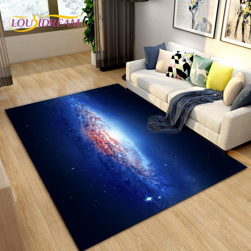 Tappeto Area Stelle Spazio Universo Galassia, Tappeto per Soggiorno Decorazione Camera dei Bambini, Tappetino Antiscivolo per Gioco e Gattonamento Bambini
