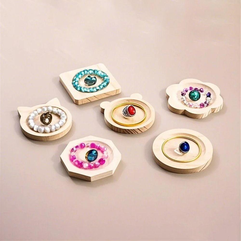 1Pcs Organizer Mat Wooden Jewelry Tray 10cm DIY Bead Design Board Wooden Bracelet Display Stand Plate