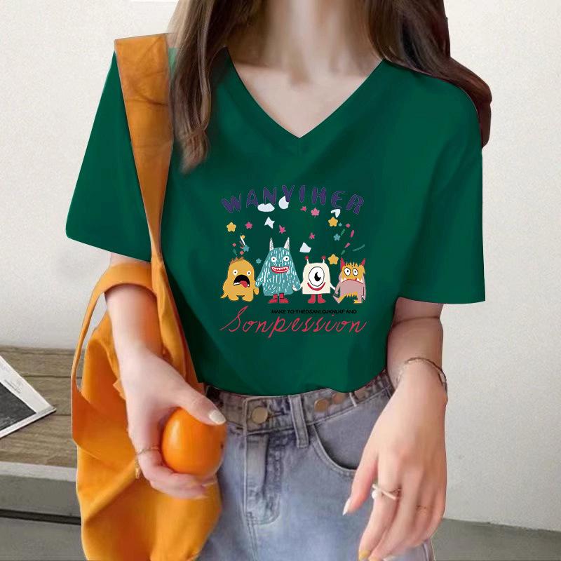 

New women s autumn and winter slim-fitting v-neck top short-sleeved women s t-shirt women s inner bottoming shirt half-sleeved top XXXL