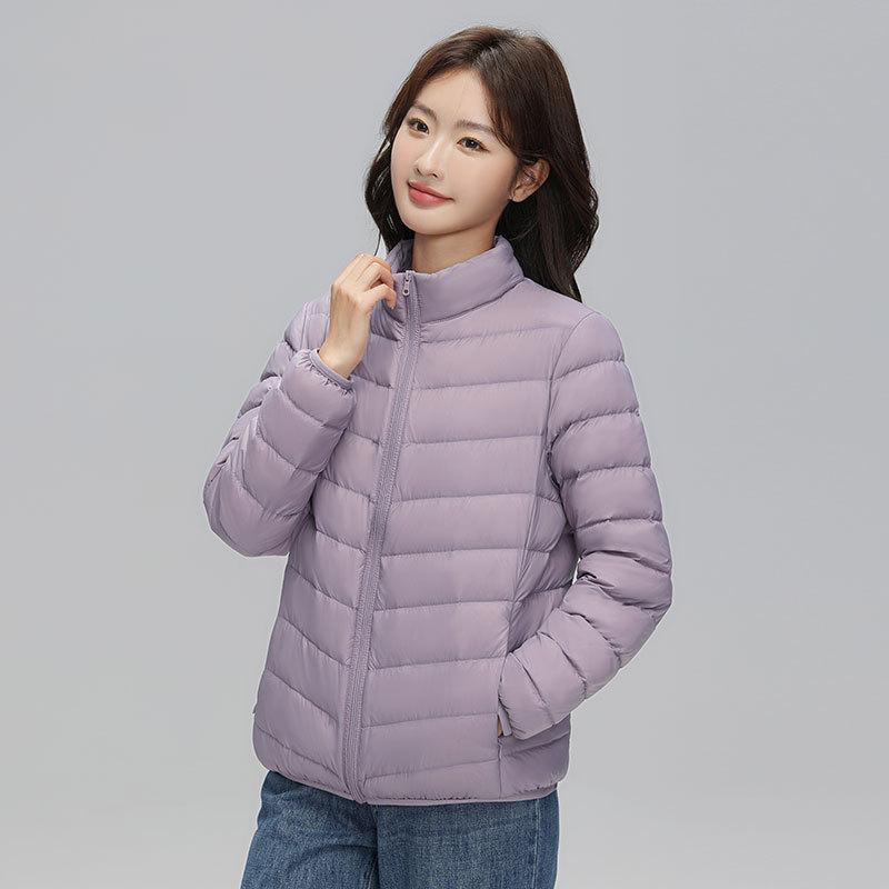 2024 autumn and winter new light and thin down jacket women's short 90 white duck down stand-up collar slim casual large size jacket tide