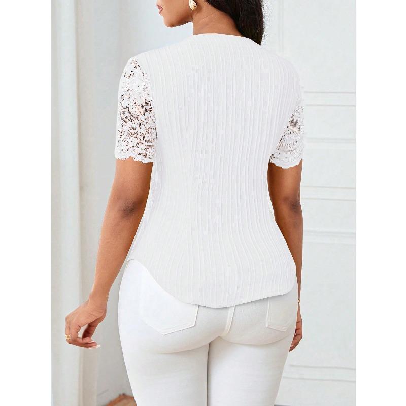 Women's Casual Summer/ Spring Printed Short-sleeved V-neck Blouse Shirt