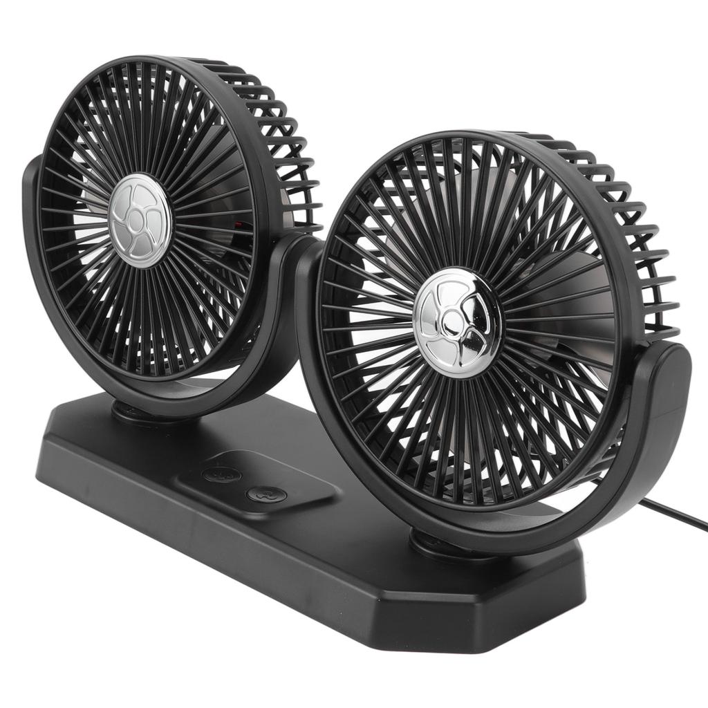 12V Double Head Electric Fan Double Control 3 Gears Strong Wind USB Charging Car Cooling Fan for
