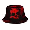 Unisex High-Quality Fisherman Hat with Skull Design Stylish Black Bucket Hat for Beach Outdoor Casual Wear Polyester Knit