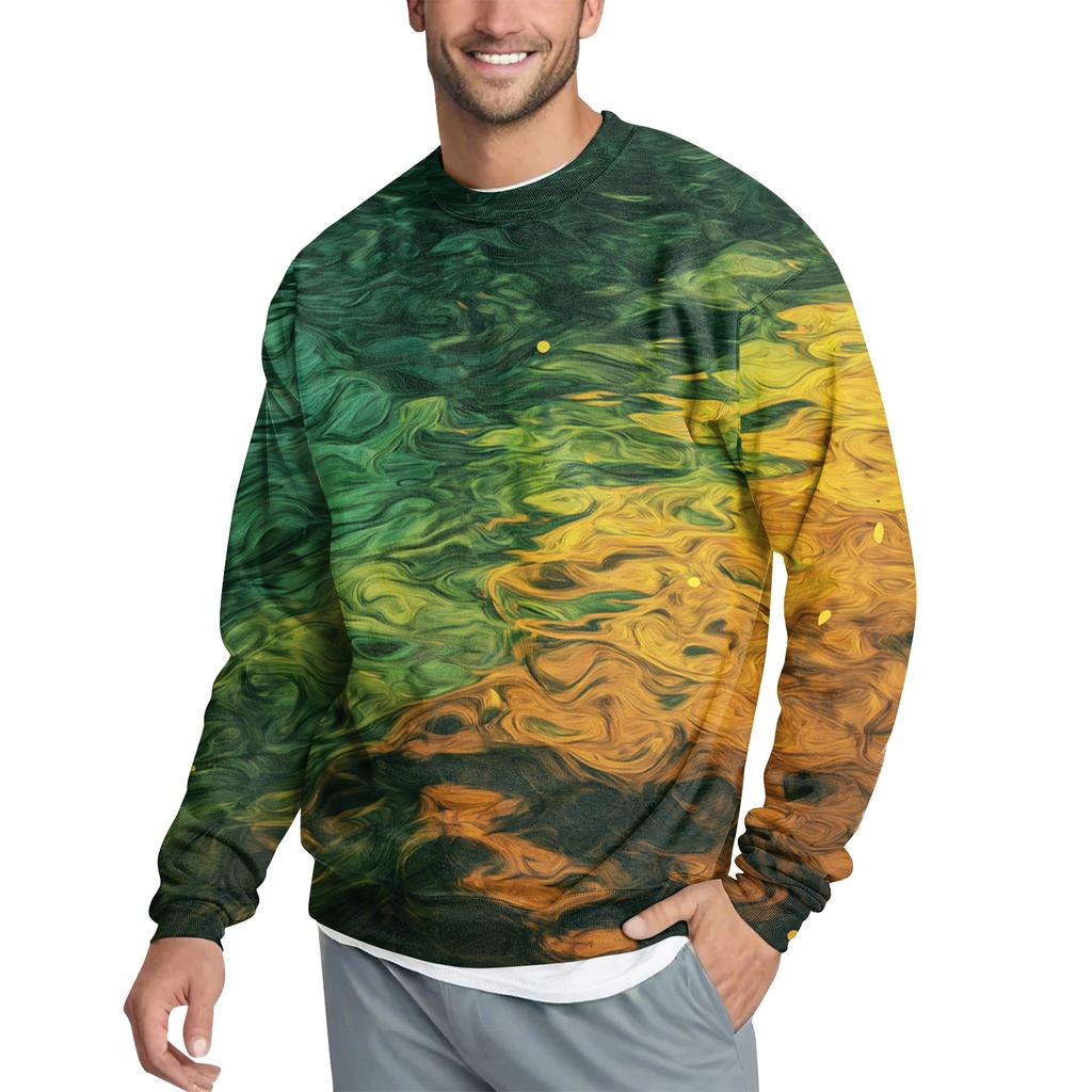 Men's Casual Fashion Printed Round Neck Pullover Sweatshirt
