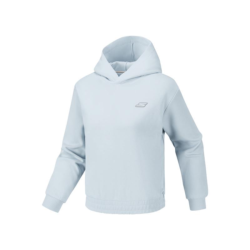 Skechers Basic Sports Series Solid Color Hooded Long Sleeve Pullover Sweatshirt Women tops P126W012-01DS S