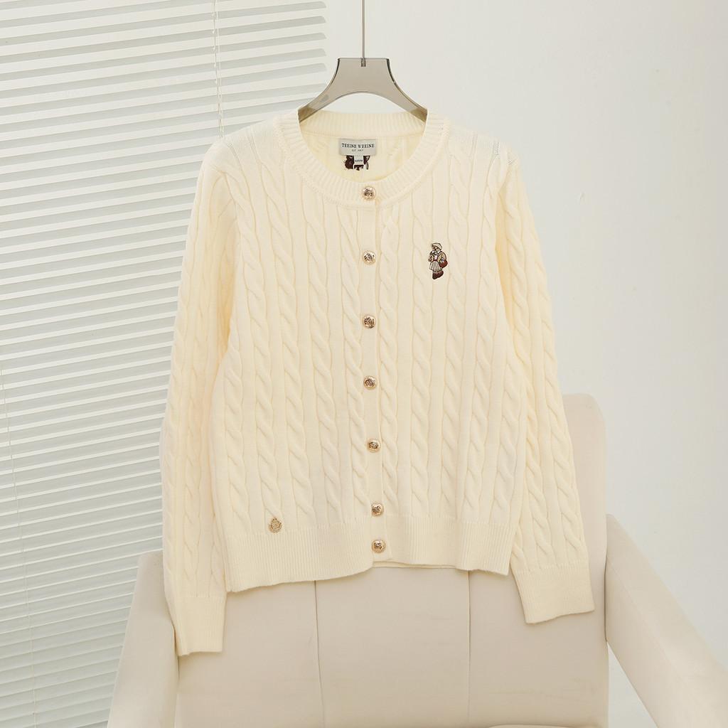 College Style Knit Sweater Cardigan For Women With Embroidery In Autumn Winter