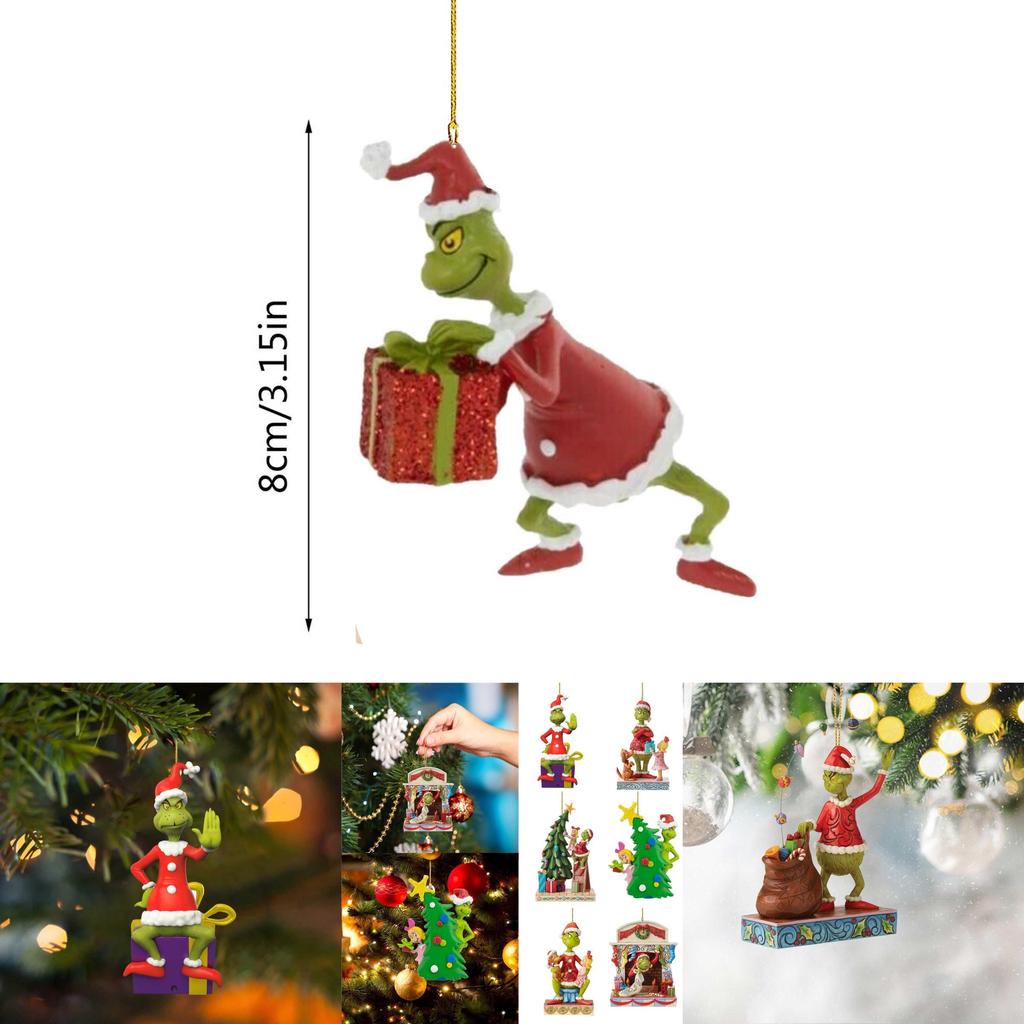 Fun Grinch Hanging Decoration Acrylic Christmas Tree Ornament For Car Interior Styling