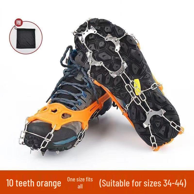 Crampones de Hielo de Acero Inoxidable de 8/10 Dientes para Exteriores: Cubiertas antideslizantes para raquetas de nieve para escalada y senderismo