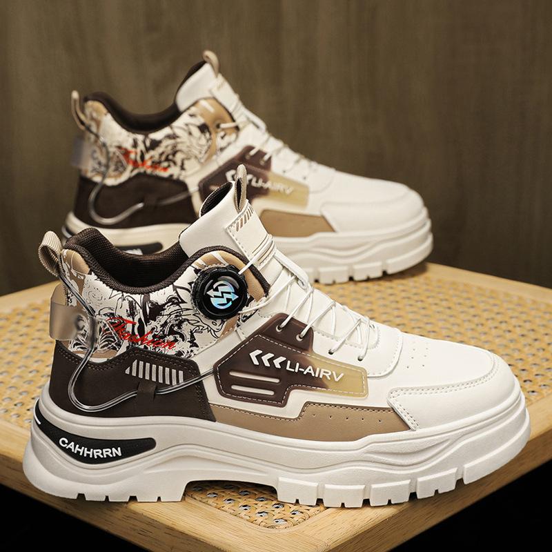 Versatile British style thick baseplate shoes Martin boots men s annual rotating button outdoor men s boots 39