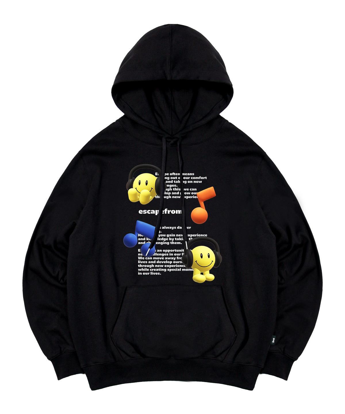 Escape From 3D Smile Print Hoodie Black M