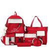 Zaino per la scuola media con ciondolo a forma di orso Zaino per il campus ad alta capacità Colore a contrasto Uomo Donna Zaino da 5 pezzi Borsa a tracolla Borsa a tracolla Astuccio