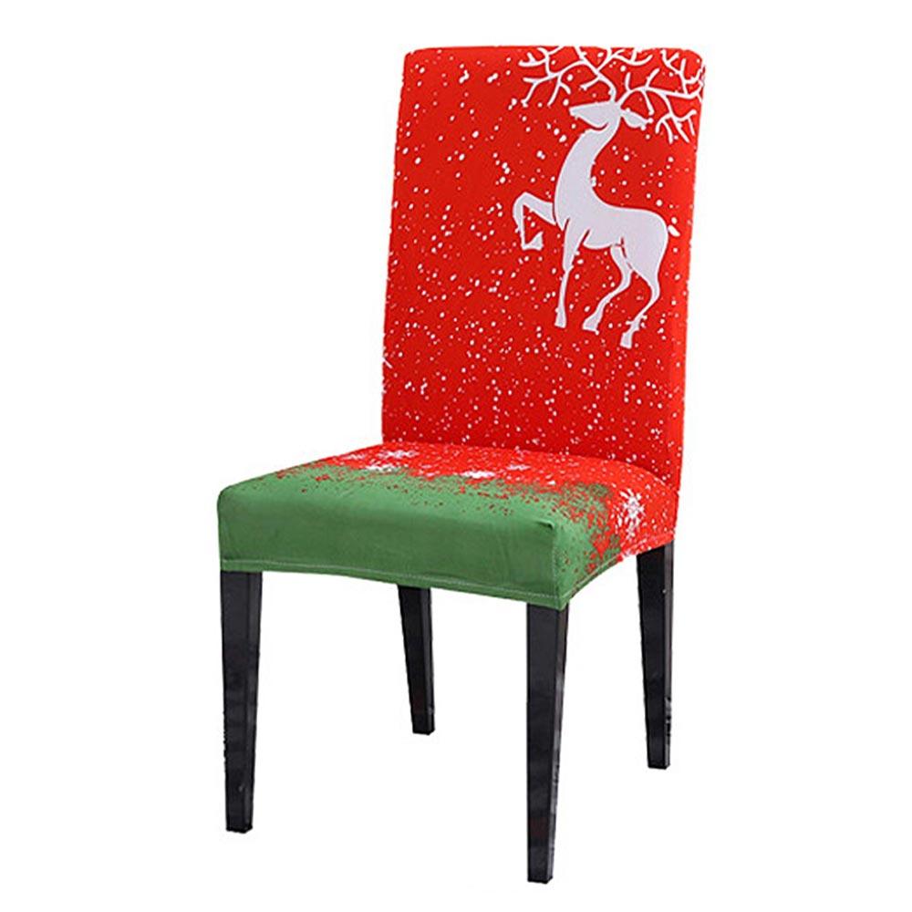 Christmas Theme Dining Chair Seat Covers Slip On Stretch Santa Claus Printed Banquet Party Decor Supplies
