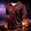 Men's V-Neck Halloween Print Casual T-Shirt for Holiday Party and Everyday Wear