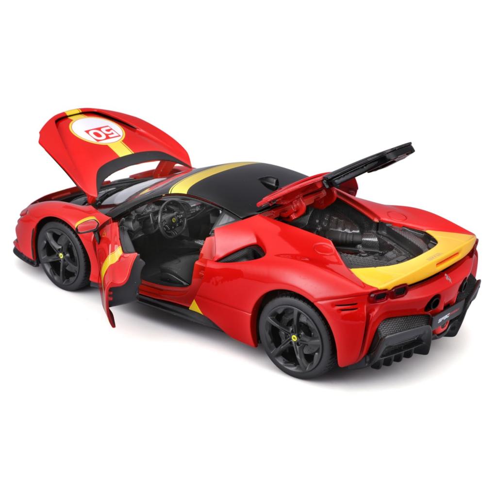 Bburago Scale Ferrari SF90 Stradale Assetto Fiorano Red Race Sports Car Diecast Model Car Finished Product 1/18 #50 / 18-16021