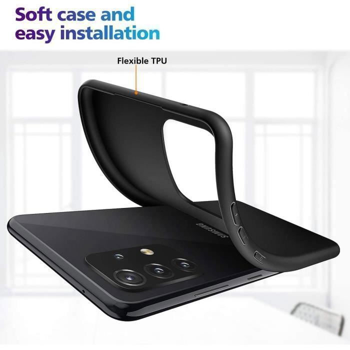 Case for Samsung A52 5G - PROSHOP - Black - Silicone - Slim - 2 Tempered Glass