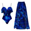 1011 European and American New Fast-selling Smudged Ruffle Leaf Edge One-piece Swimsuit Women's Vacation Suit Beach Skirt