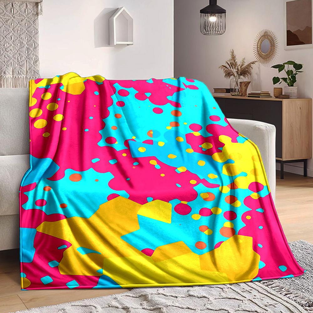 

1pc Bright Geometric Shapes Blanket Warm, Cozy, And Soft, Suitable for Sofas, Beds, Cars, And Office Use.Perfect for Camping And Travel, Making It a G 100x150cm