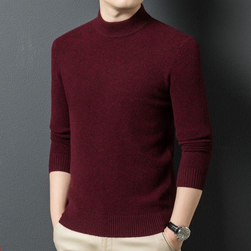 Fengxun Men's 100% Pure Wool Mock Neck Knit Sweater FXT5291