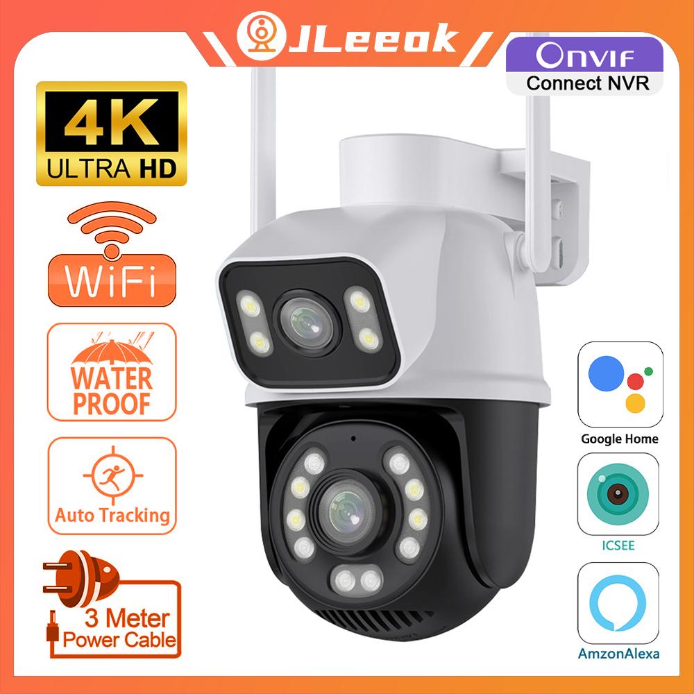 

Jleeok ICSEE 4K 8MP Dual Lens Outdoor WIFI Wireless Home Securtiy IP Camera Waterproof Motion Detection PTZ ONVIF CCTV