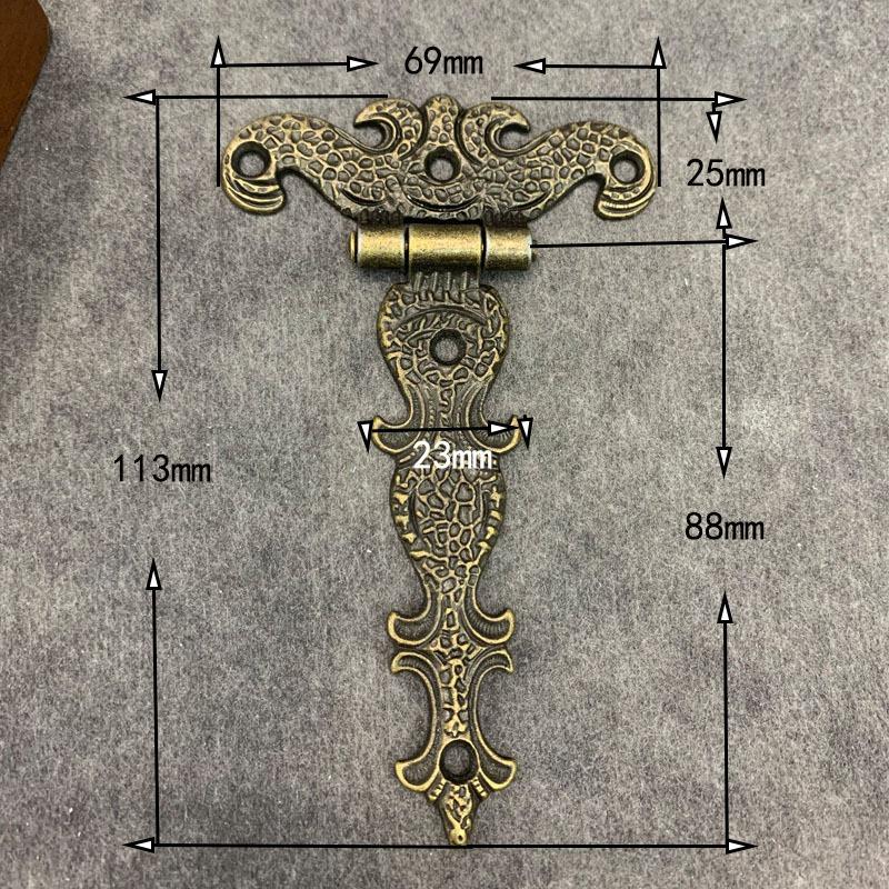 

2pcs Cabinet Door Butt Hinges Zinealloy Vintage Brass Plated Large Hinge for Jewelry Wooden Box Decorative Furniture Accessories