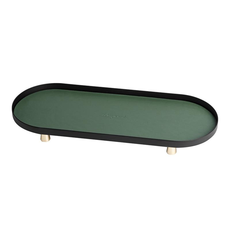 Desktop Decorations Storage Trays Light Luxury Wrought Iron Ornaments Leather Storage Trays Entrance Jewelry Decorative