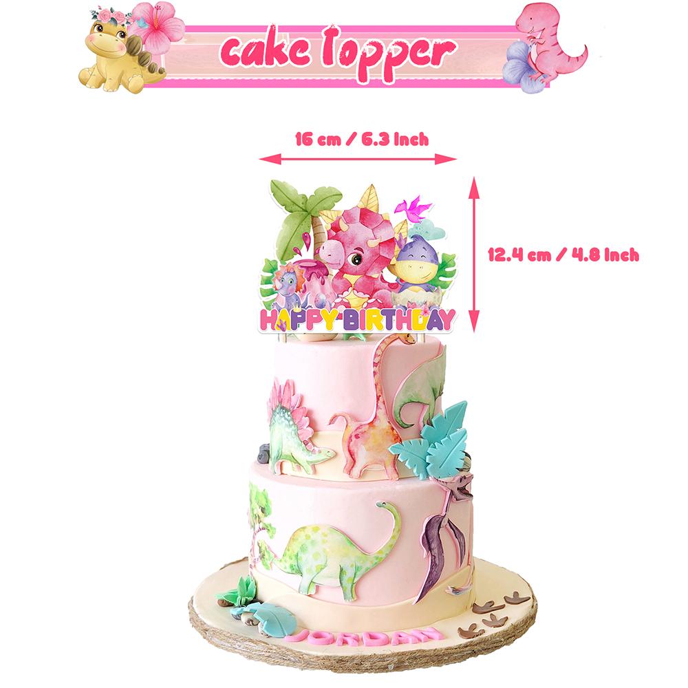 34pcs Dinosaur Party Decorations for Girls Includes Banner Cake Topper Balloon
