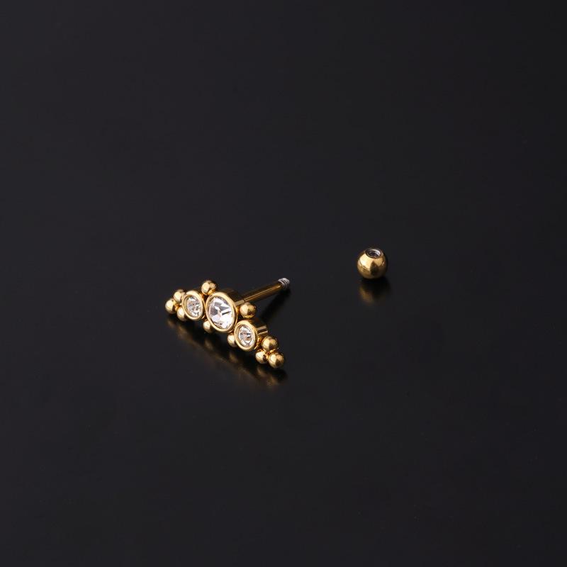 16g Stainless Steel Cartilage Screw Ball Earrings - Trendy European & American Piercing Jewelry