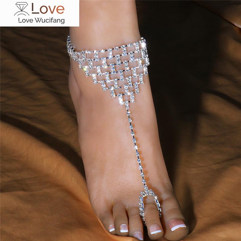 

Модный роскошный браслет на щиколотку для босых ног для женщин серебряного/золотого цвета с блестками Cz Toe Loop Sandals Foot Female Jewelry