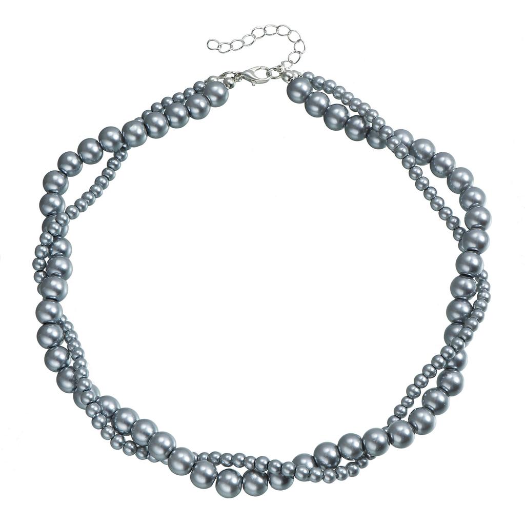 Jewelry Wind Painted Glass Pearl Clavicle Chain Exquisite Simple Atmospheric Winding Double Necklace